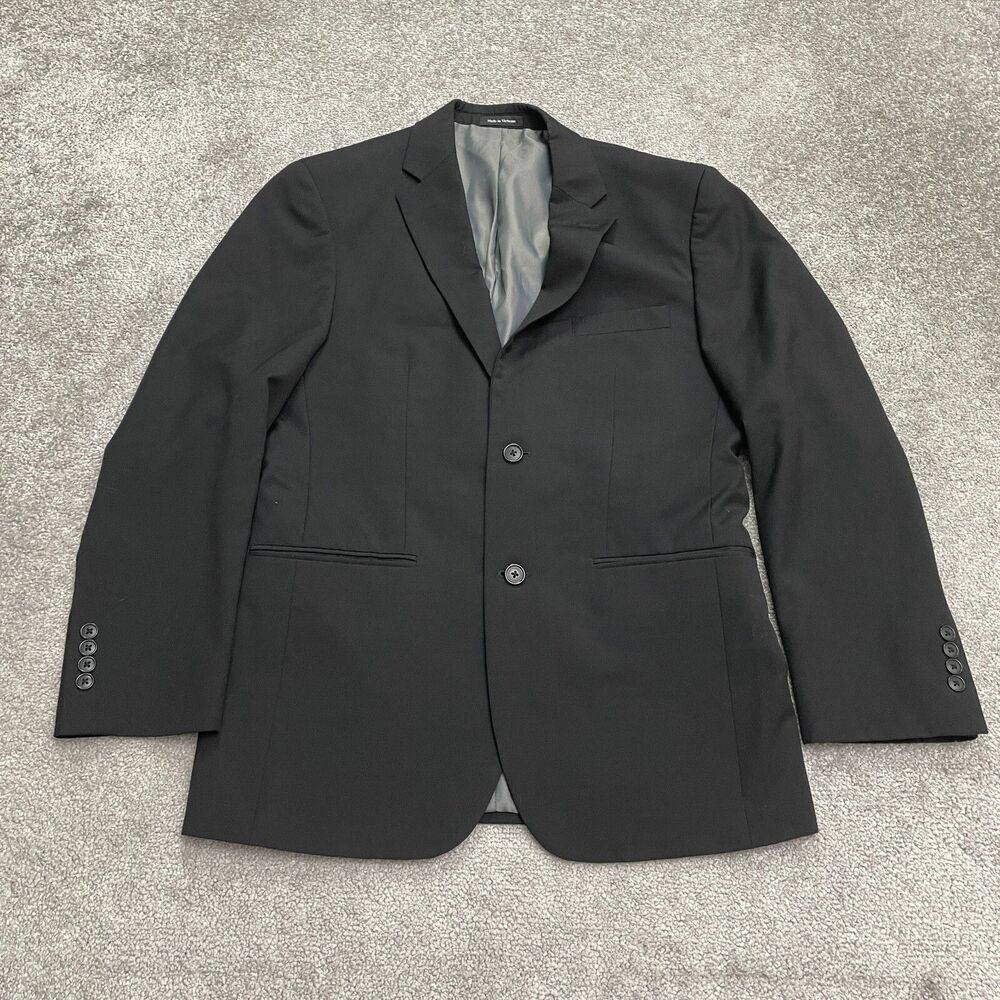 Pronto Uomo Wool Blend Suit Blazer Jacket Mens 38R Black Single Breasted Work
